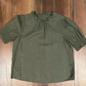 J. Crew linen puff sleeve top, size L